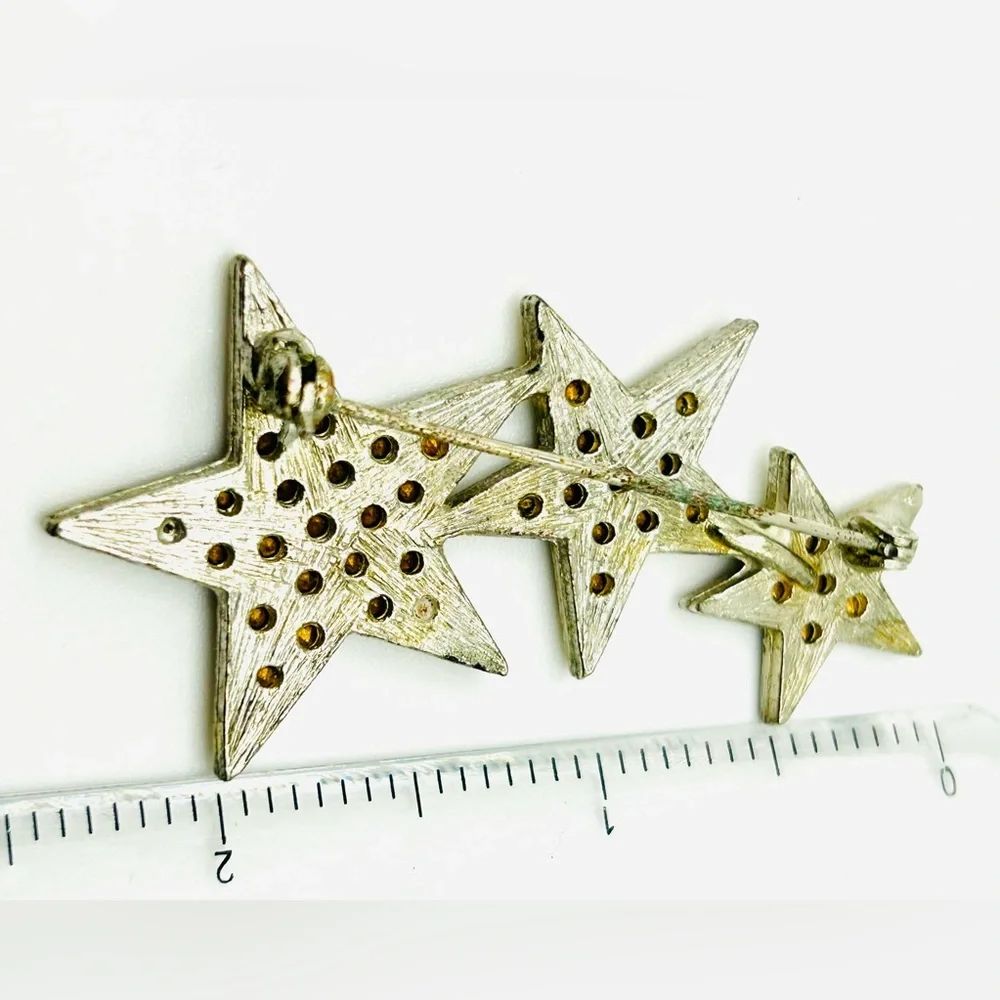 Vintage Art Deco Celestial Mystical Rhinestone Shooting Star Brooch Pin
